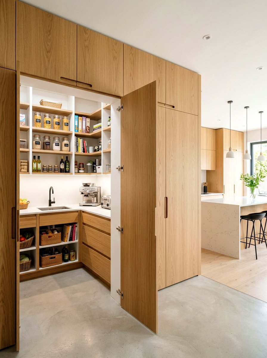 Hidden Pantry Behind Cabinet Doors - 30 pantry scullery combo ideas