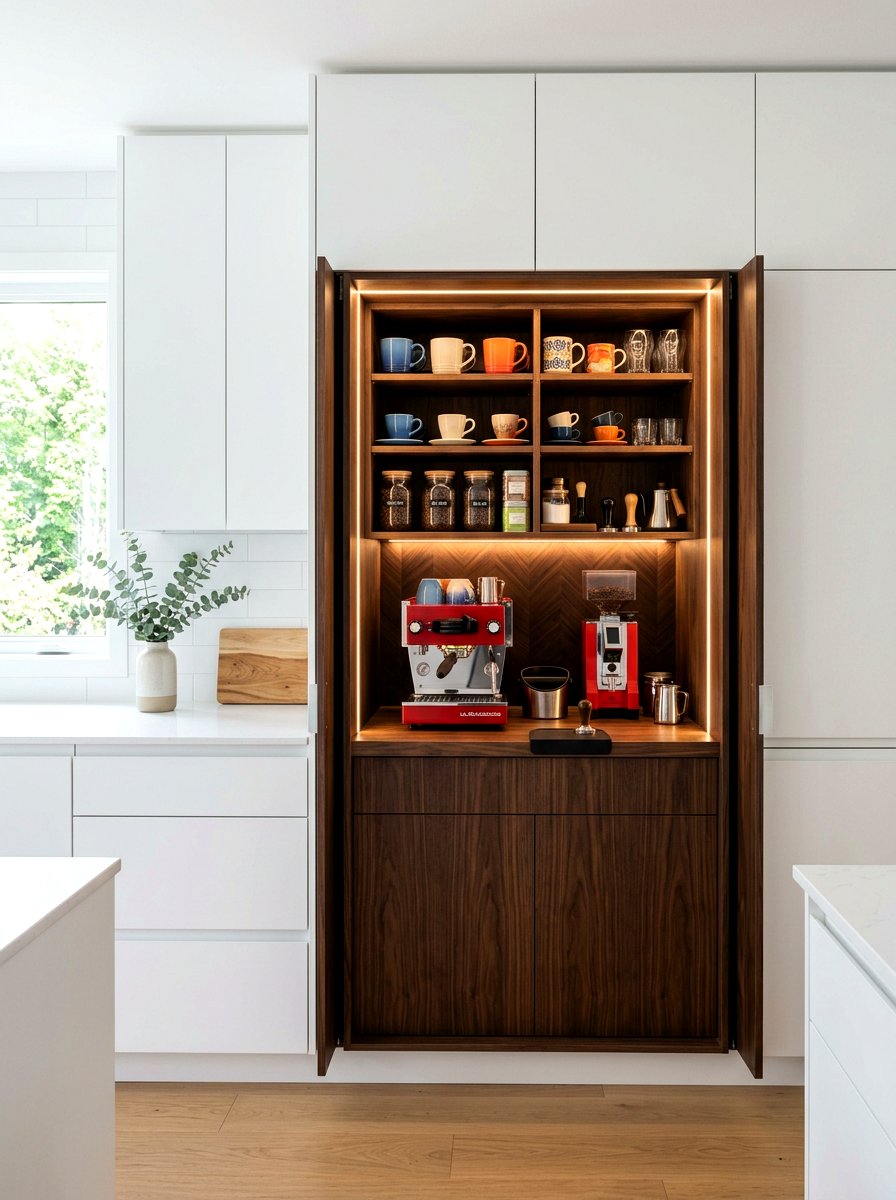 Hidden Pantry Coffee Bar - 30 corner breakfast coffee nook ideas