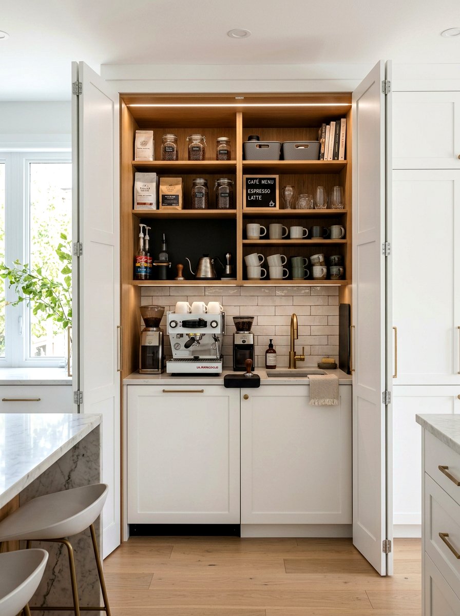 Hidden Pantry Coffee Station - 30 walk in pantry cafe ideas