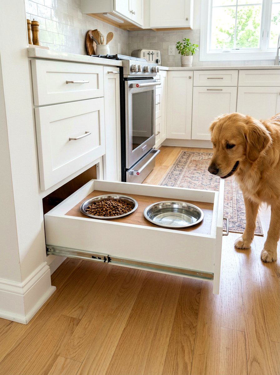 Hidden Pet Food Station - 30 concealed kitchen storage ideas