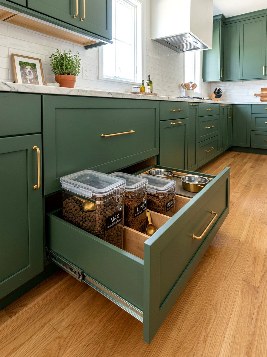Hidden Pet Food Storage Drawer - 30 mudroom pet station ideas aesthetic