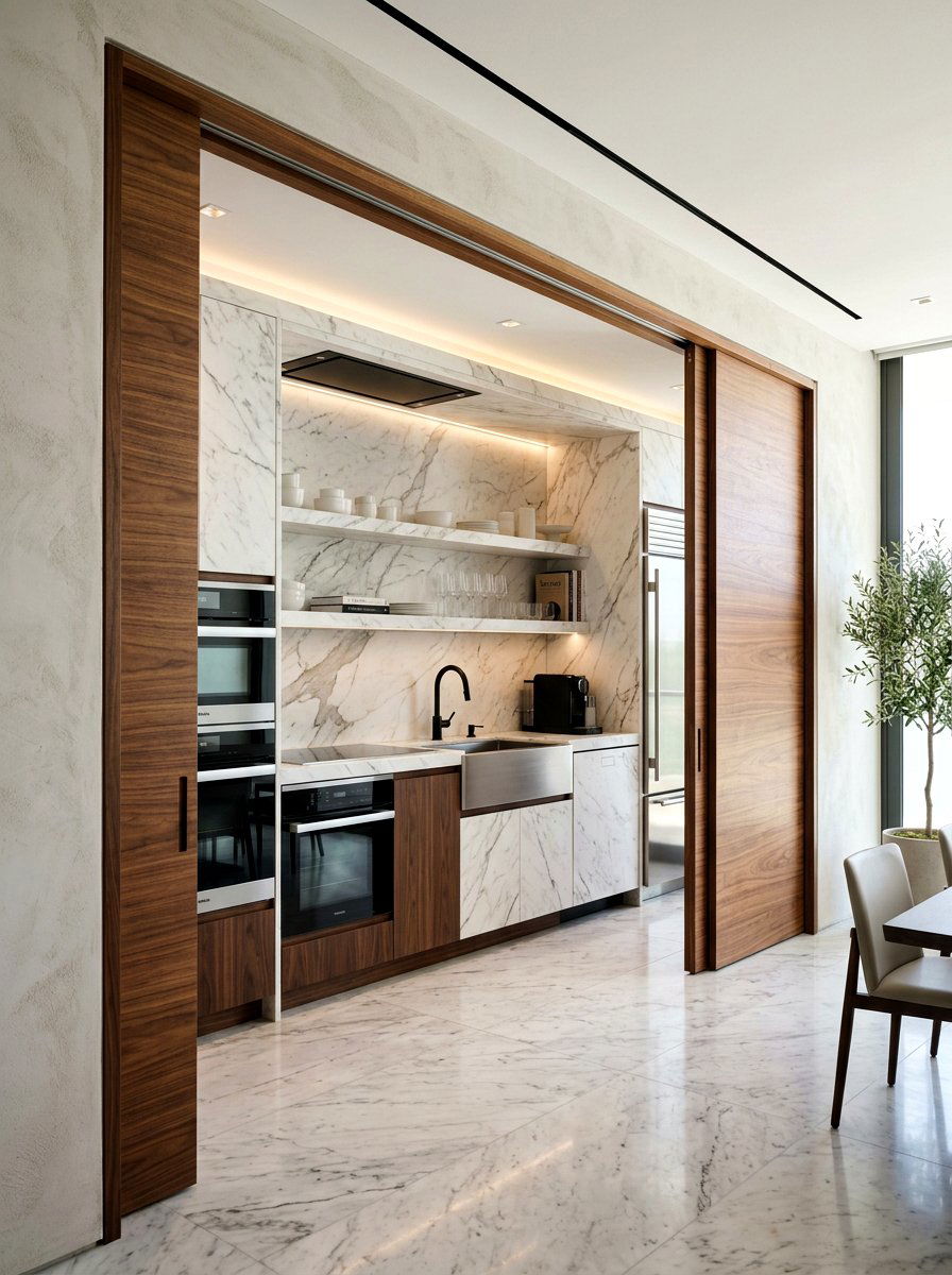 Hidden Pocket Door Kitchen - 30 one wall kitchen ideas