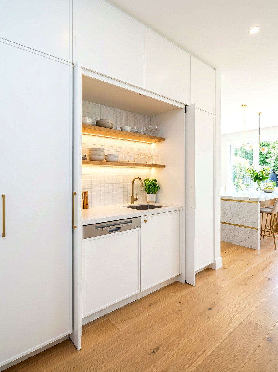 Hidden Pocket Door Scullery - 30 second prep space kitchen ideas