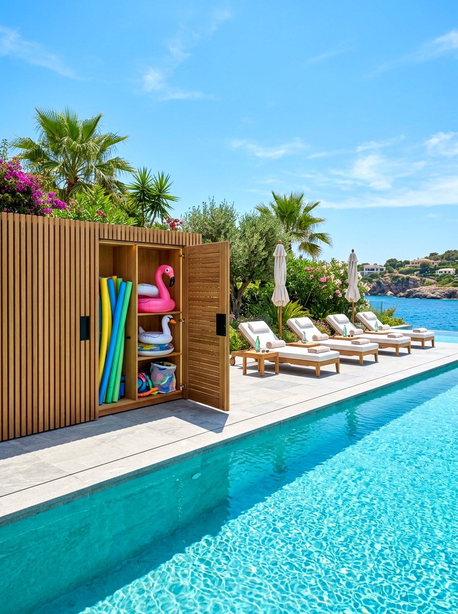 Hidden Pool Toy Cabinet - 30 patio storage cabinet ideas