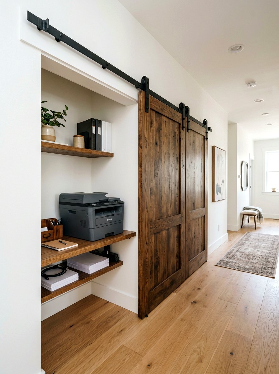 Hidden Printer Cabinet Behind Sliding Doors - 30 hidden printer cabinet ideas