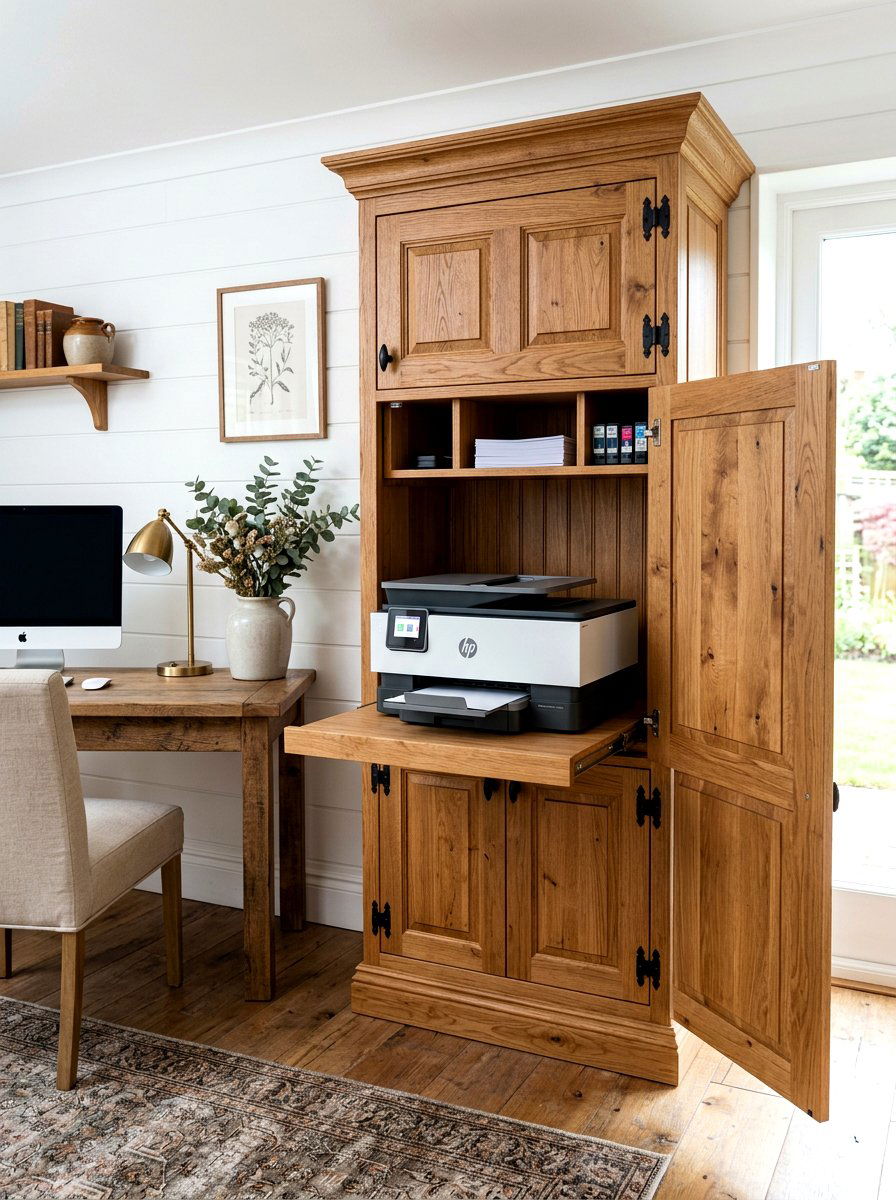 Hidden Printer Cabinet - 30 organizing a home office ideas