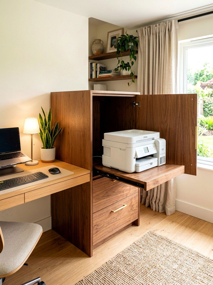 Hidden Printer Cabinets - 30 home office storage ideas