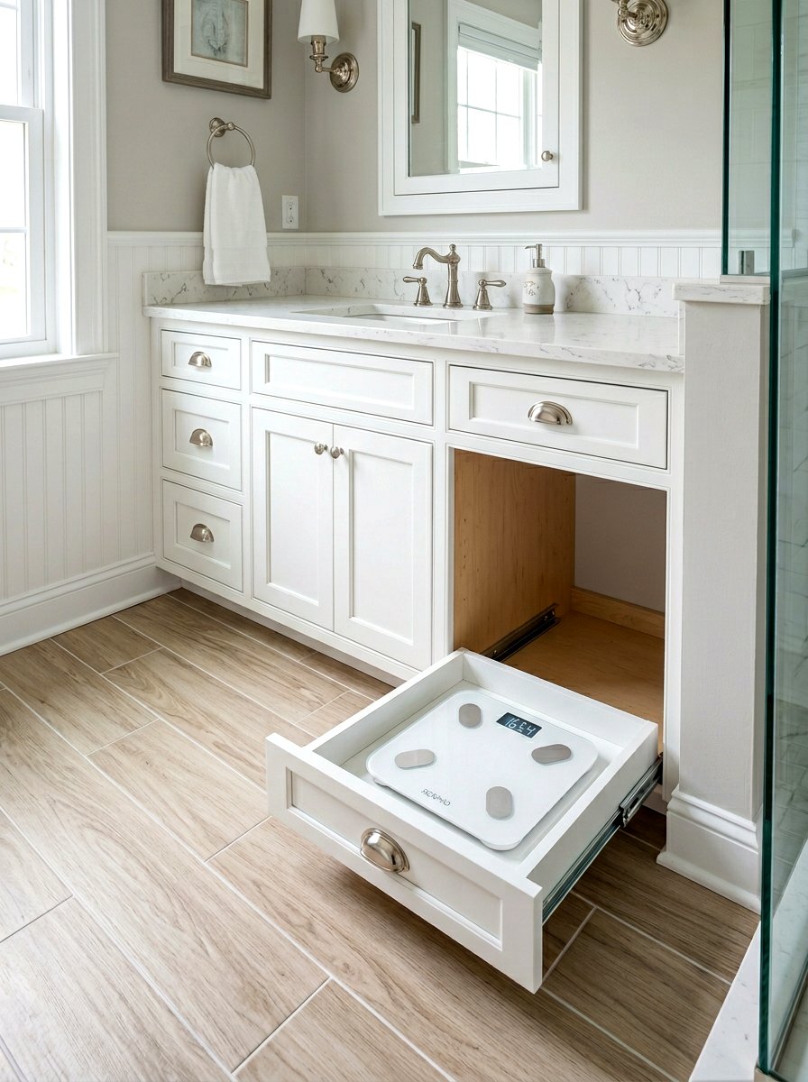 Hidden Pull Out Drawer - 30 built in bathroom storage ideas