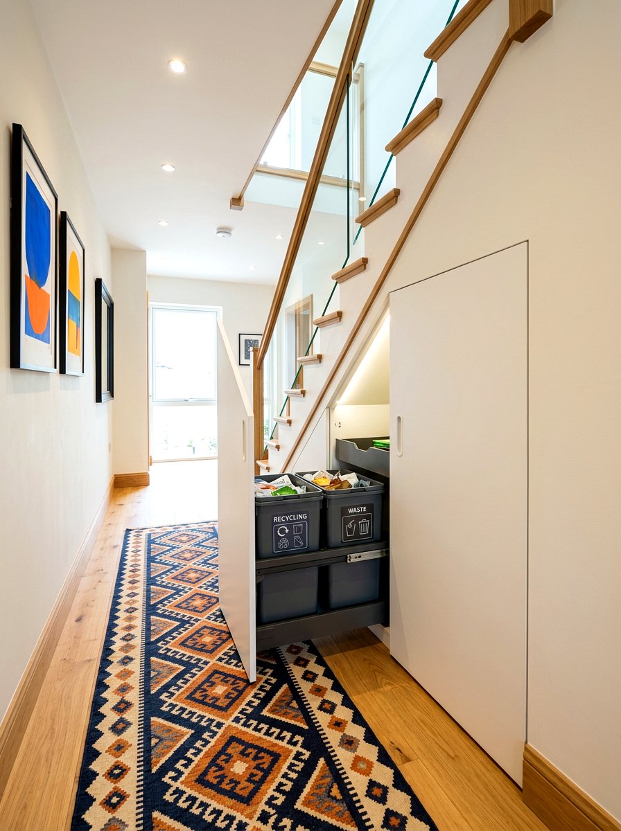 Hidden Recycling Bin Under Stairs - 30 hidden recycling bin ideas