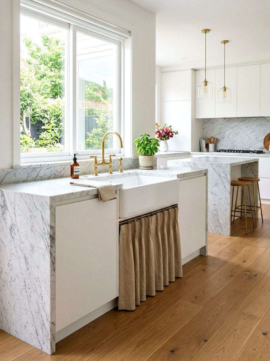 Hidden Rod Sink Skirt - 30 sink skirt kitchen ideas