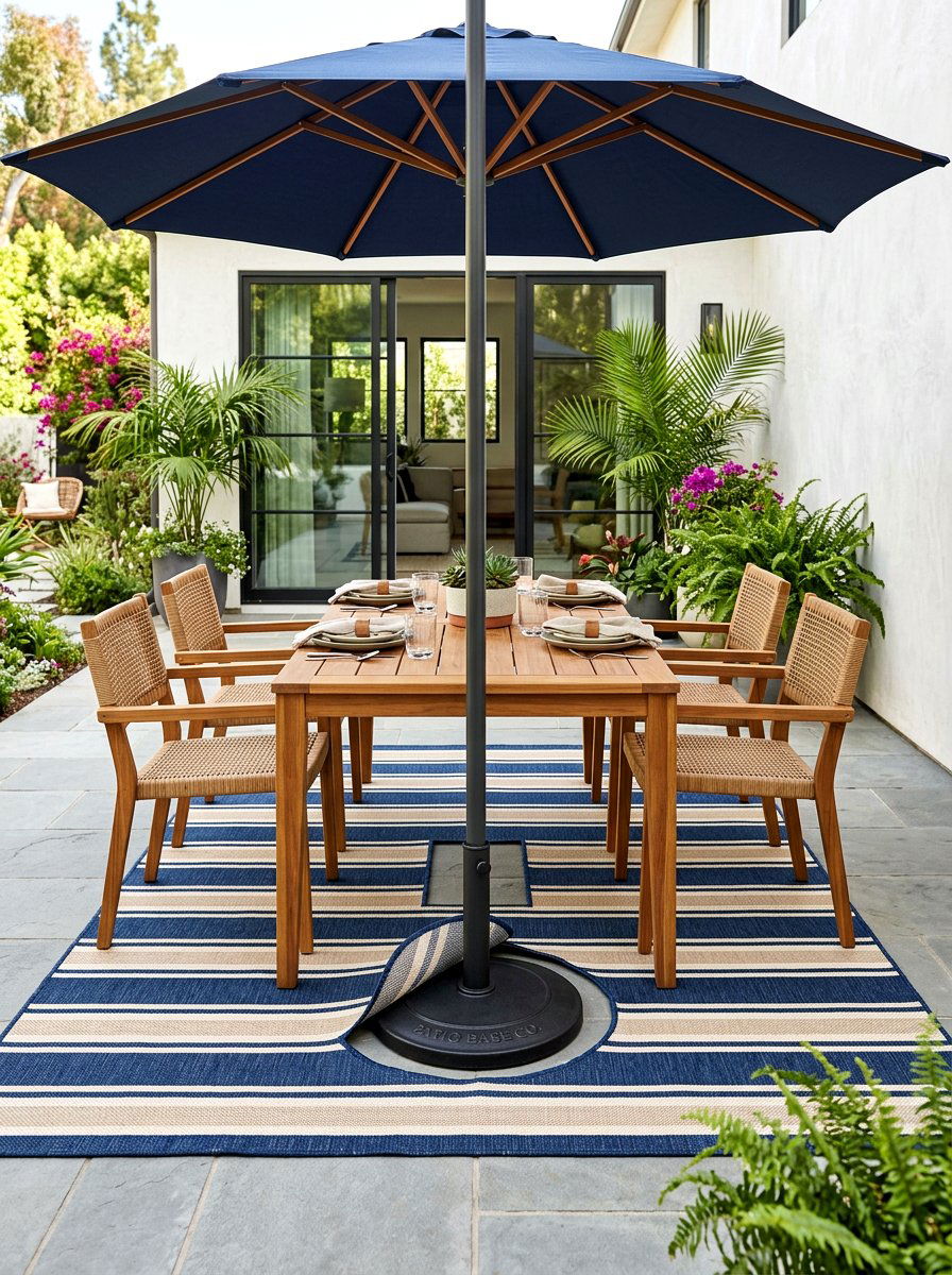 Hidden Rug Base - 30 patio umbrella base styling ideas