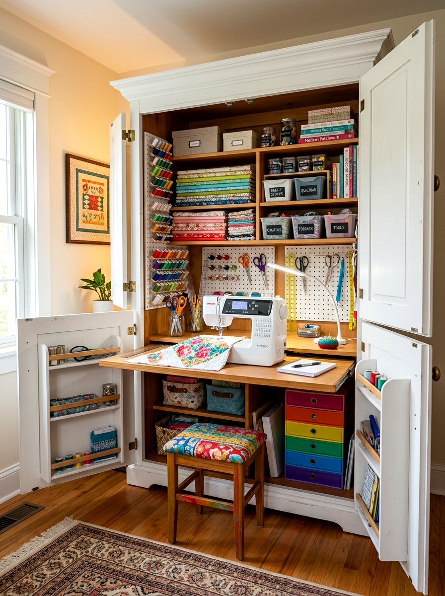 Hidden Sewing Nook - 30 sewing nook ideas