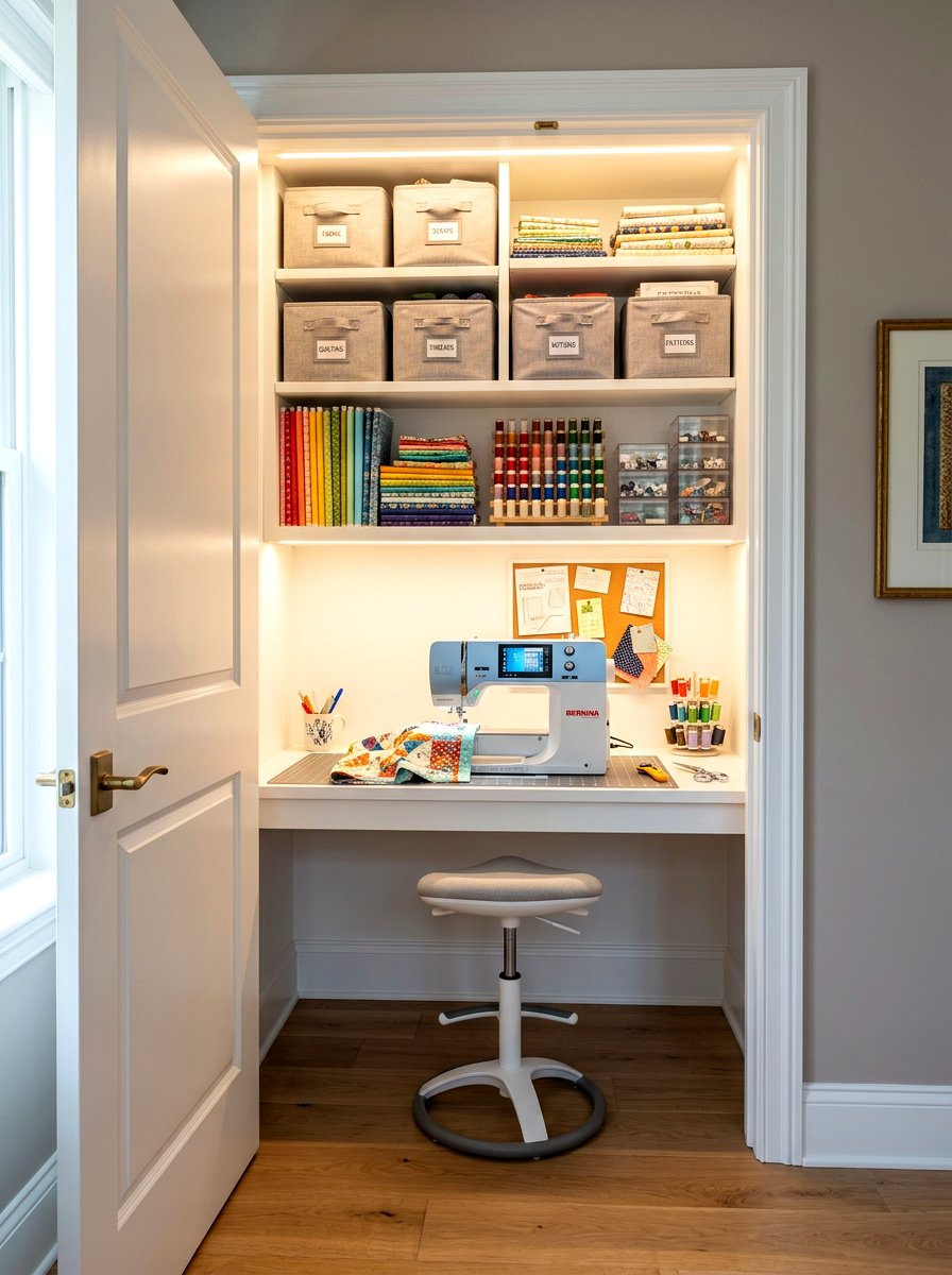 Hidden Sewing Room Closet - 30 quilting room ideas