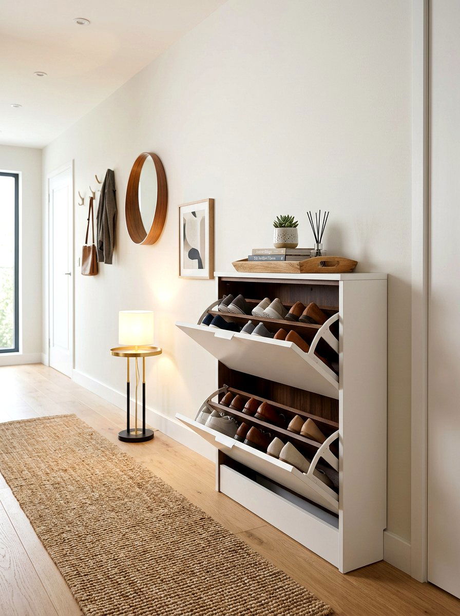 Hidden Shoe Cabinet - 30 apartment entryway styling ideas