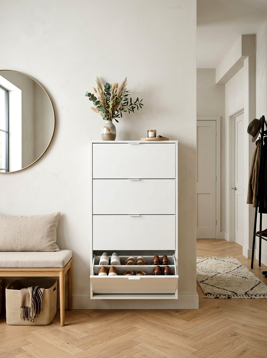 Hidden Shoe Cabinet - 30 mini mudroom apartment ideas