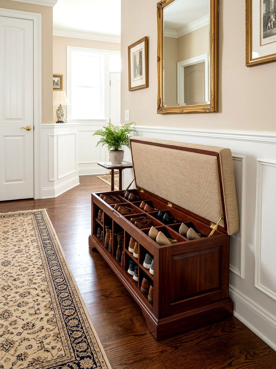 Hidden Shoe Storage Bench - 30 shoe cubby bench ideas