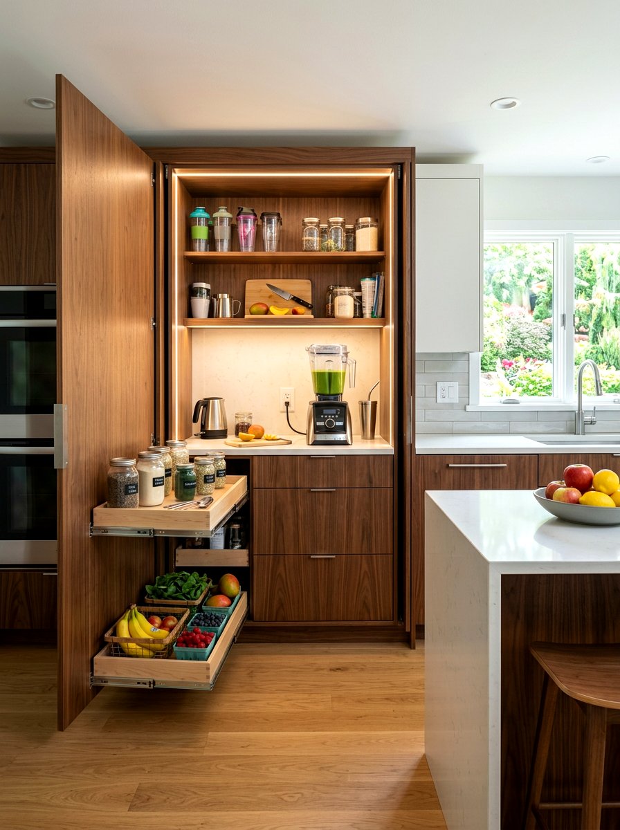 Hidden Smoothie Cabinet - 30 smoothie nook kitchen ideas