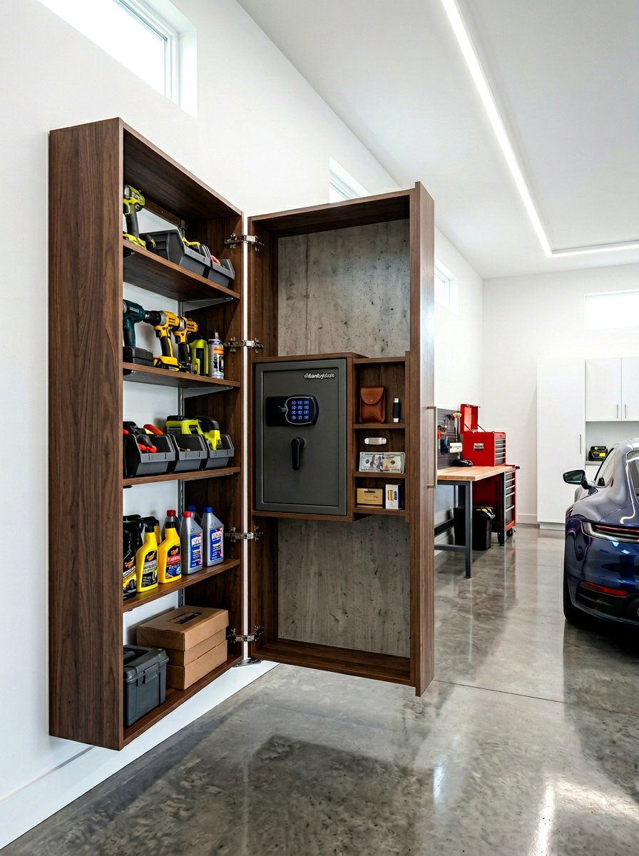 Hidden Storage Behind Shelves - 30 garage shelving ideas