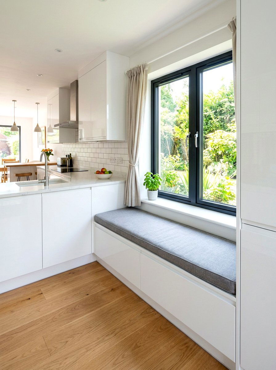 Hidden Storage Bench - 30 cozy kitchen window seat ideas