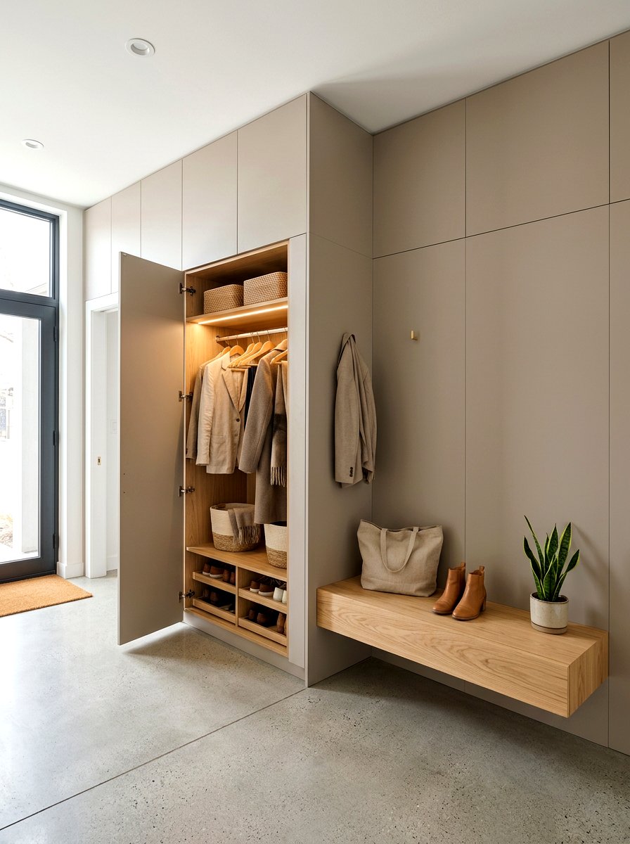 Hidden Storage Closet - 30 quiet luxury mudroom ideas