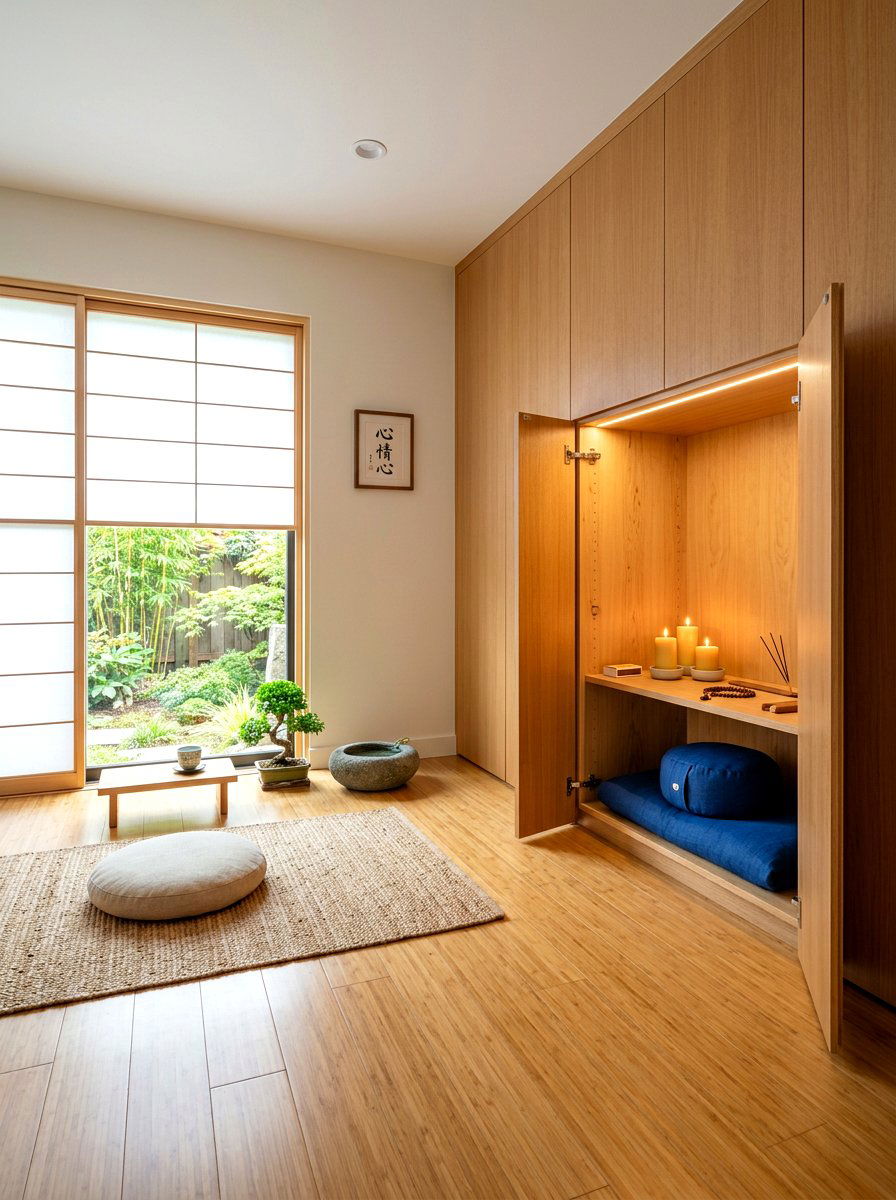 Hidden Storage For Meditation - 30 invisible wellness bathroom ideas