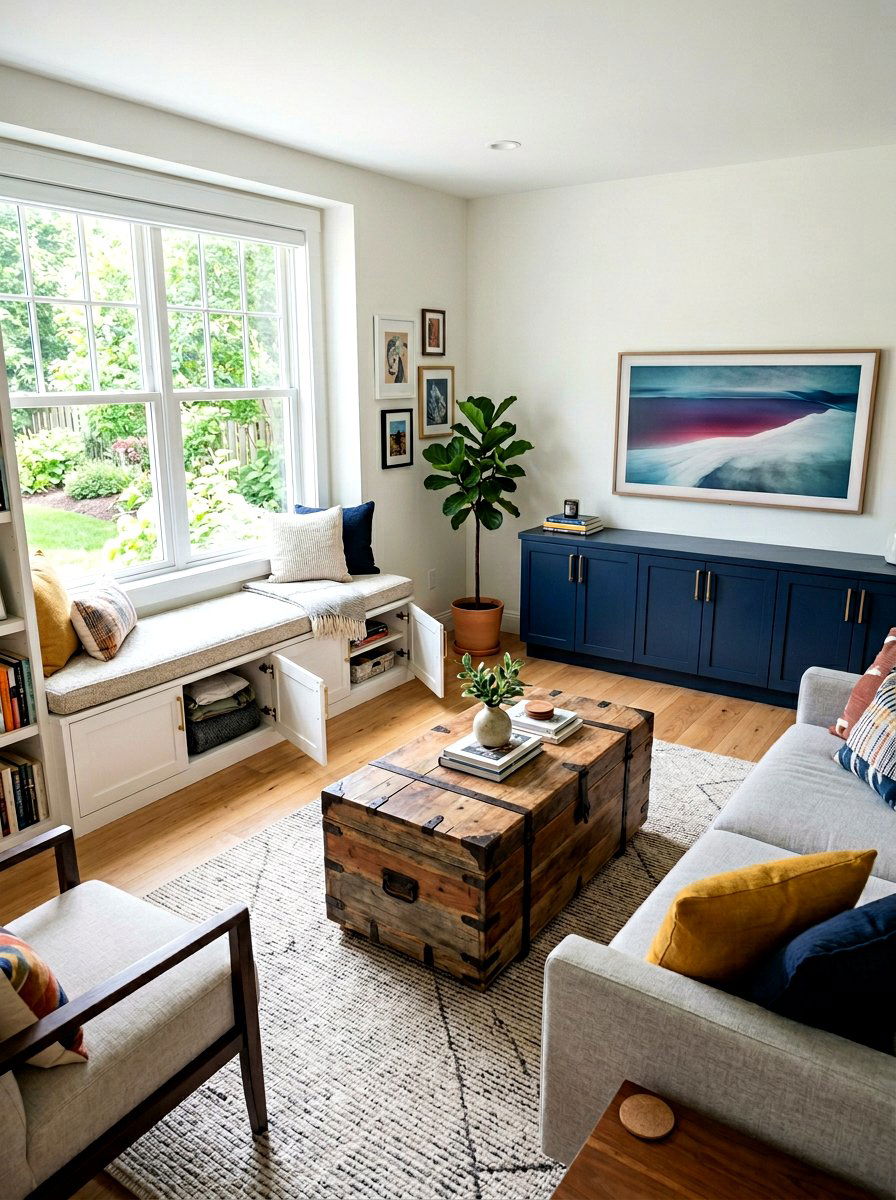 Hidden Storage Solutions - 30 first apartment living room ideas