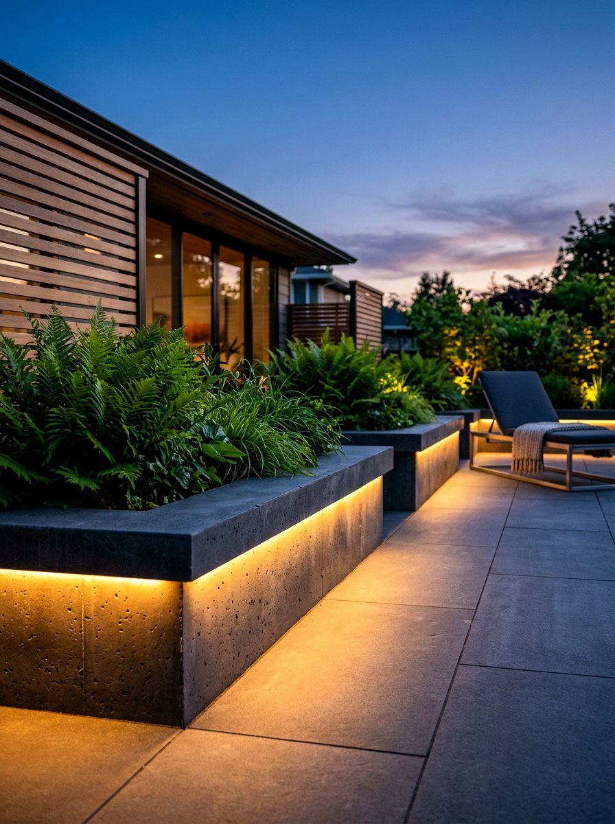 Hidden Strip Lighting For Planter - 30 moody outdoor lighting ideas