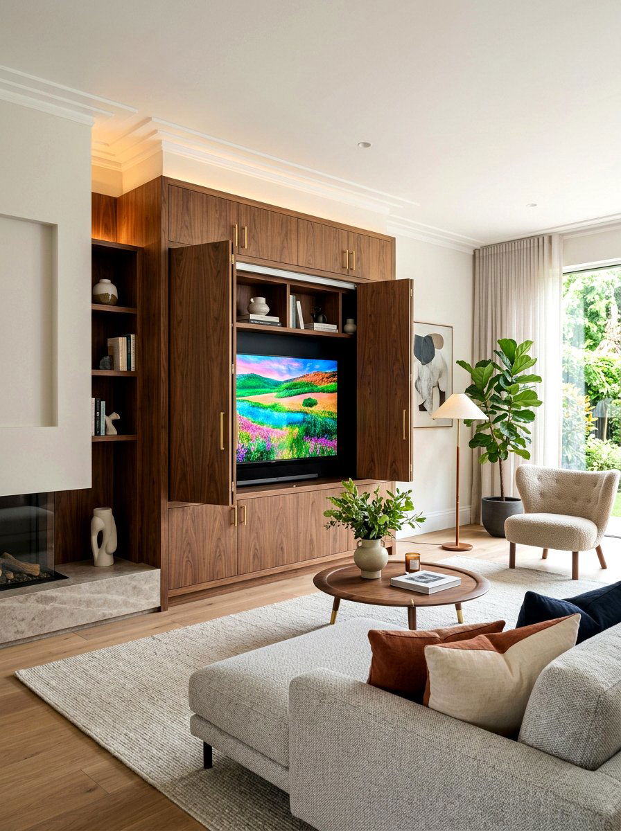 Hidden TV Cabinet - 30 tv wall ideas