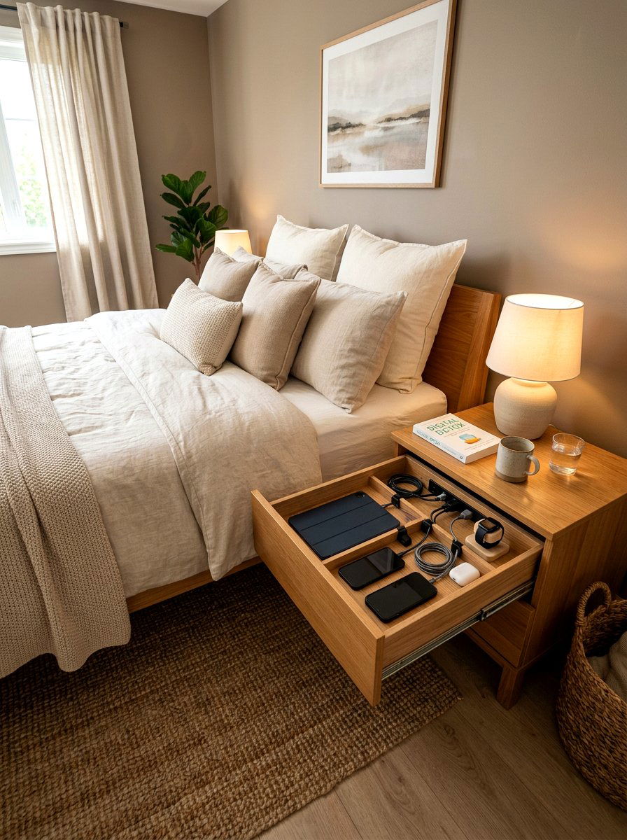 Hidden Tech Charging Station - 30 invisible wellness home ideas