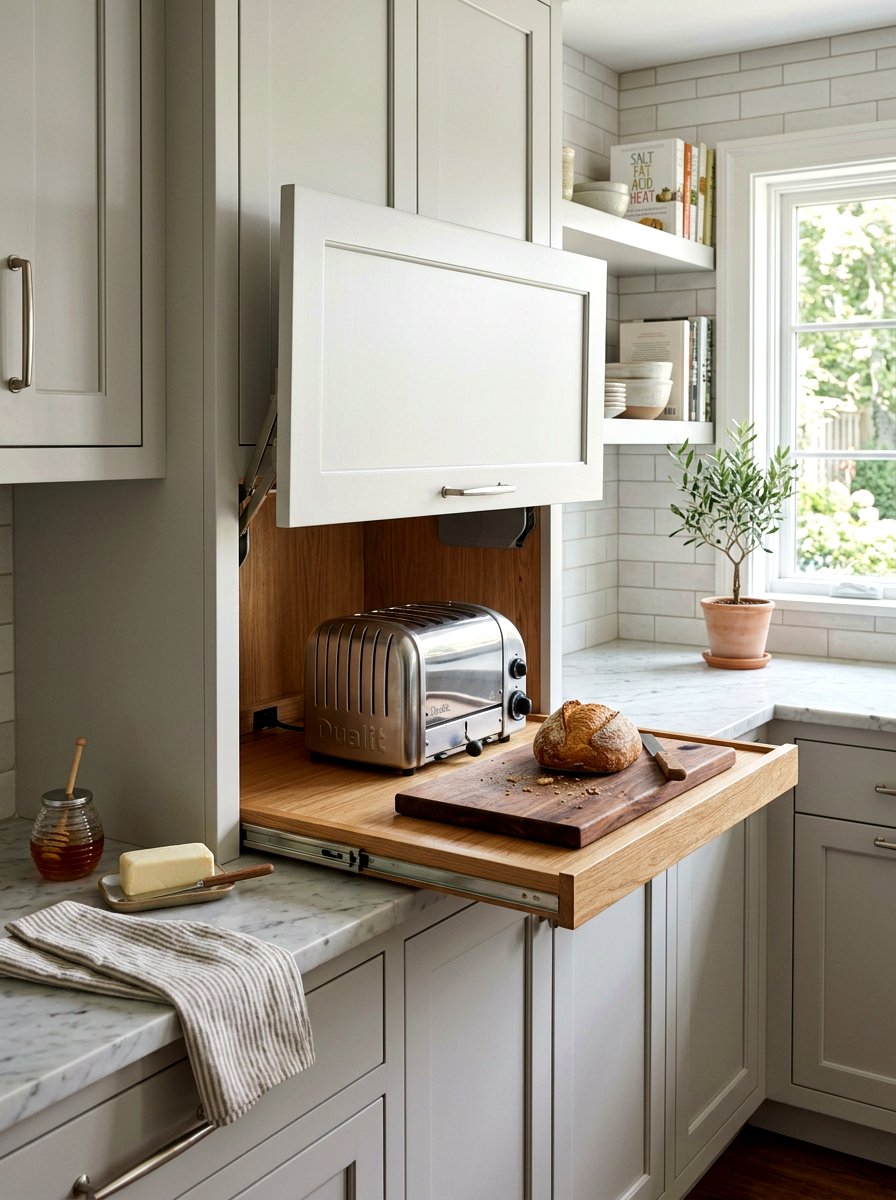 Hidden Toaster Station - 30 built in breakfast station ideas