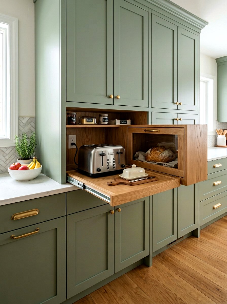 Hidden Toaster Station - 30 appliance wall kitchen ideas