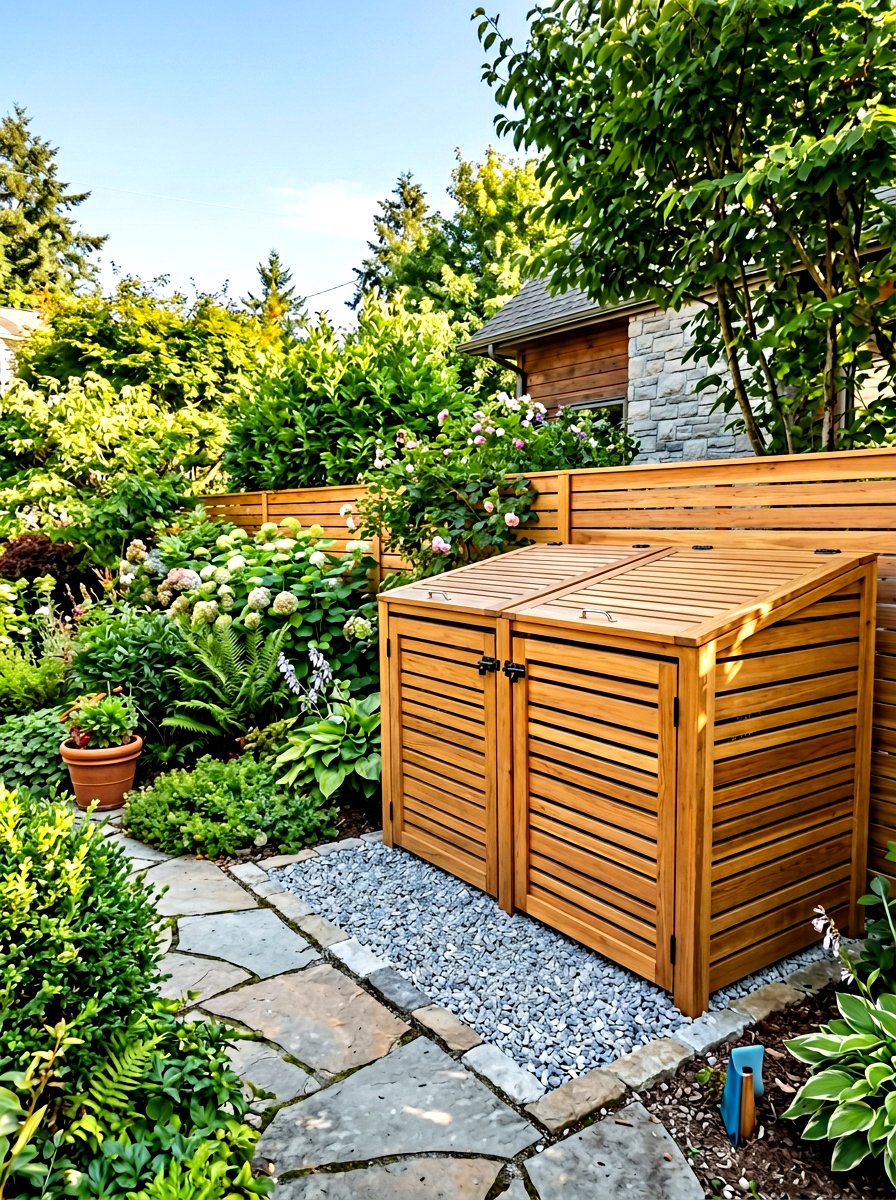 Hidden Trash Can Enclosure - 30 side yard landscaping ideas