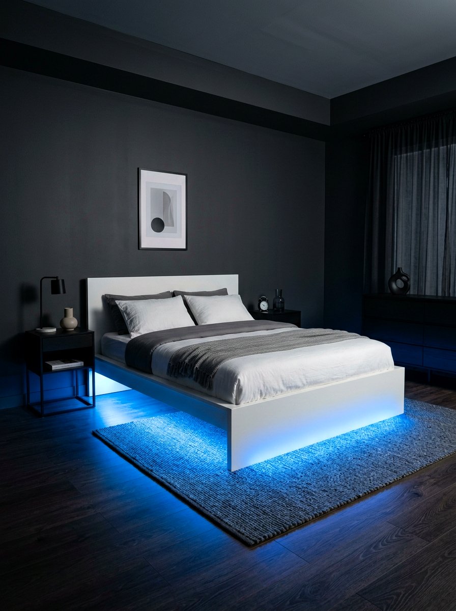 Hidden Under Bed Lighting - 30 minimalist teen room ideas