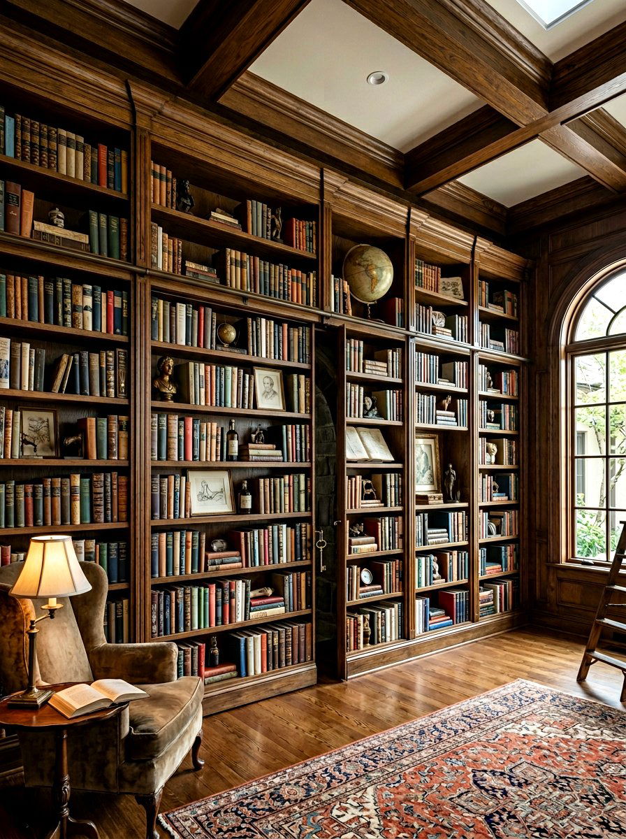 Hidden bookshelf door - 30 bookshelf styling living room ideas
