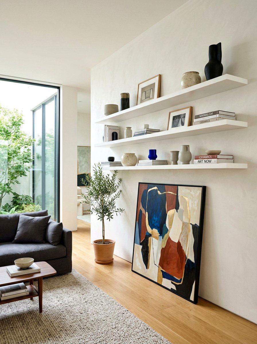 Hidden bracket shelving - 30 office shelving styling ideas