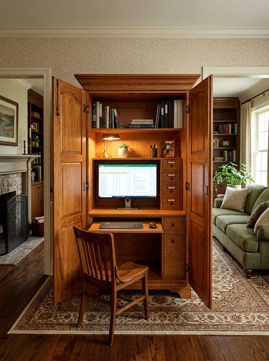 Hidden cabinet desk - 30 study nook ideas