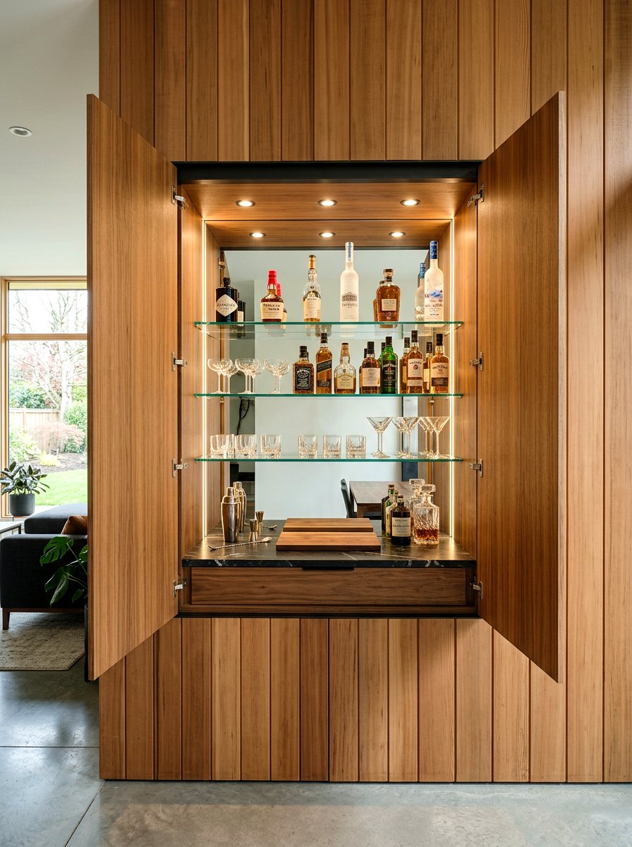 Hidden cabinet drink station - 30 drink station patio ideas