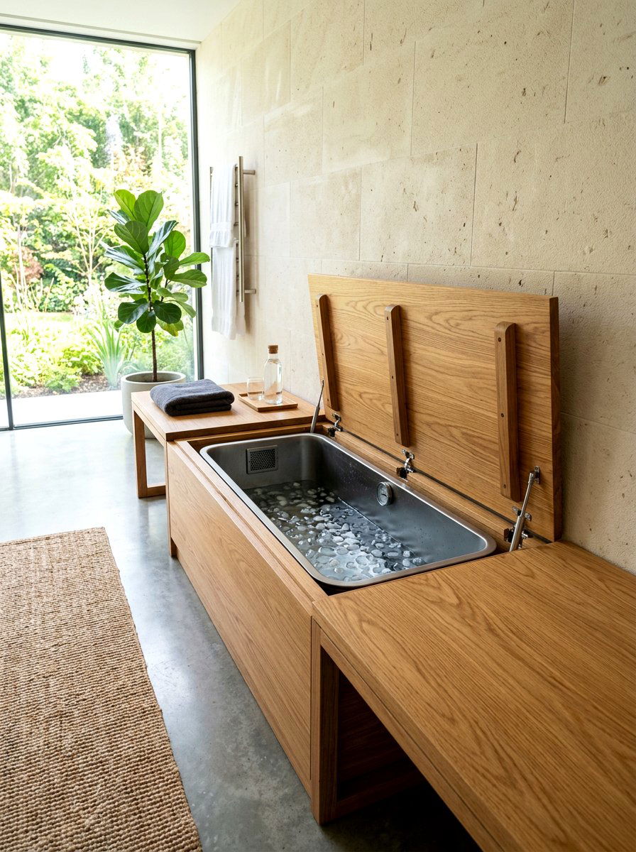 Hidden cabinet ice bath - 30 cold plunge bath ideas