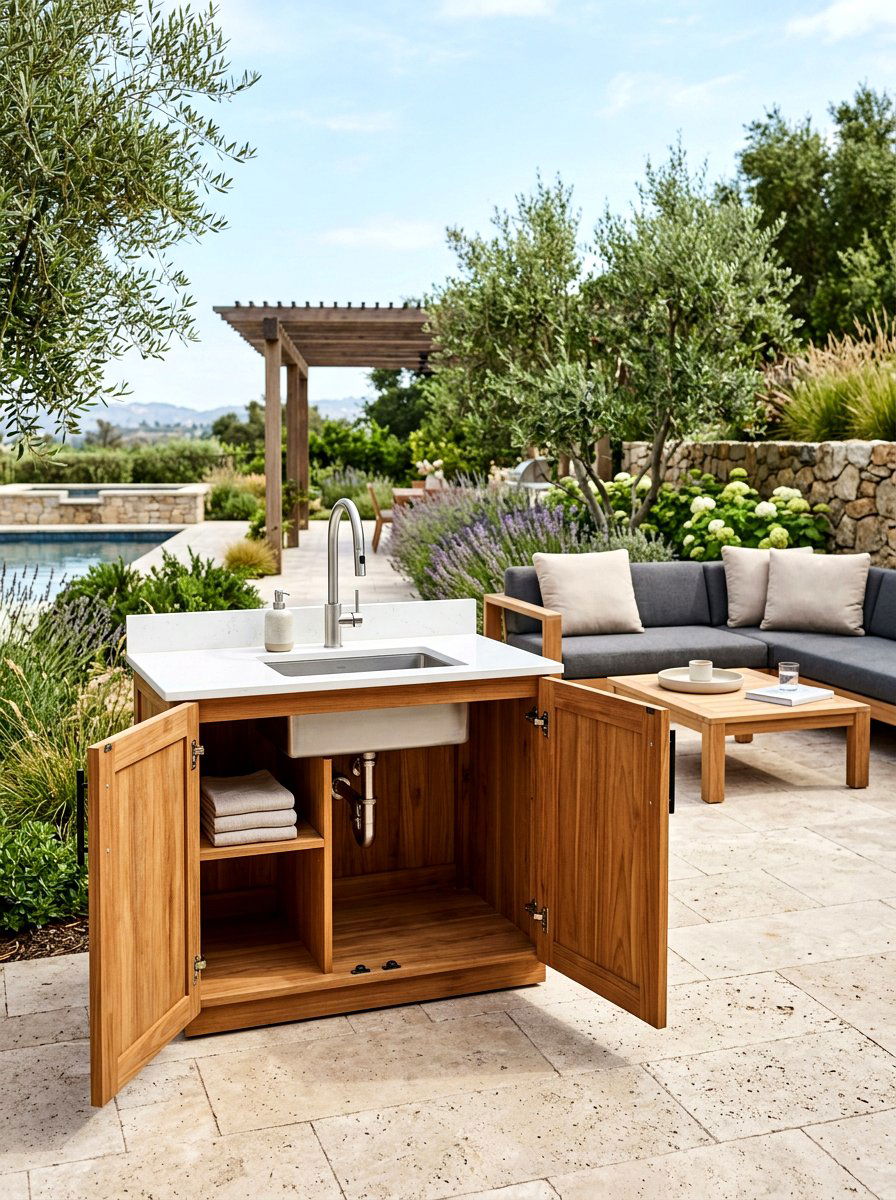 Hidden cabinet outdoor sink - 30 outdoor sink station ideas
