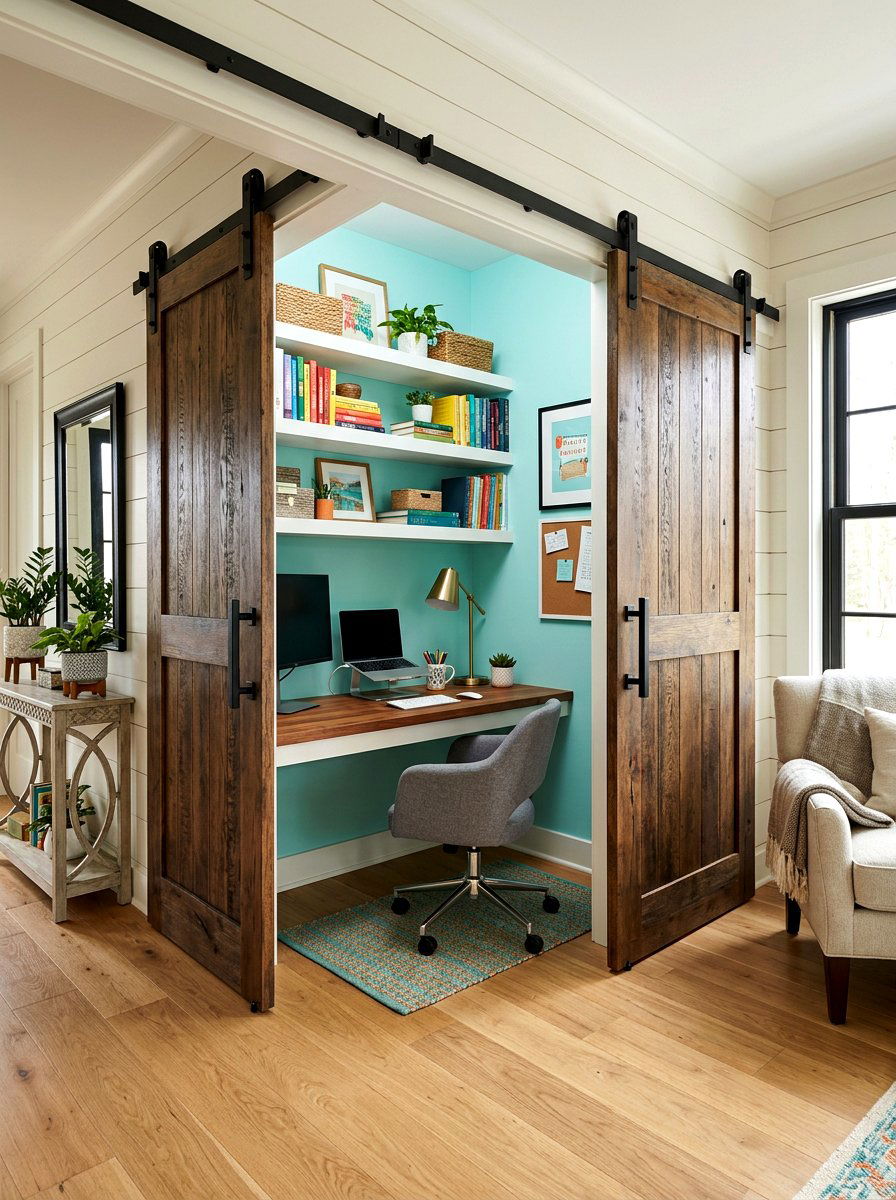Hidden closet office - 30 closet office ideas
