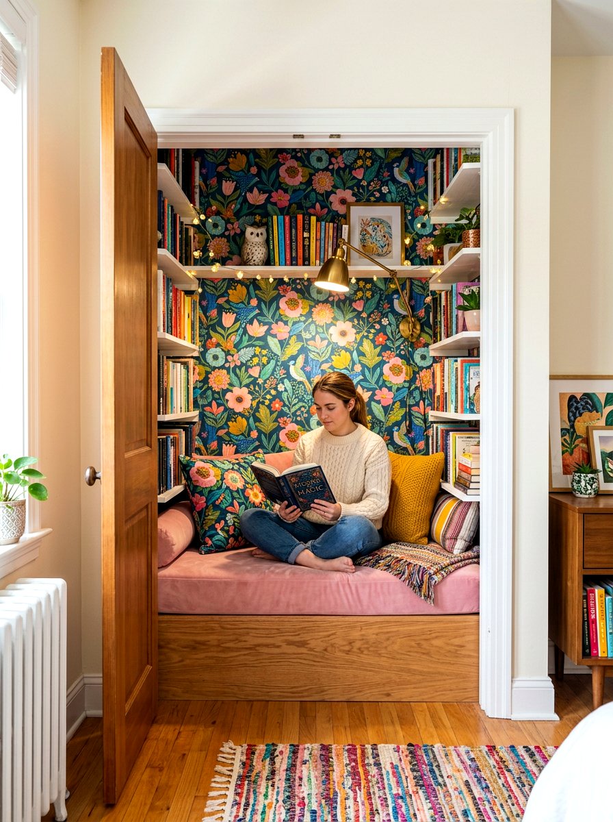 Hidden closet reading nook - 30 bedroom reading corner ideas