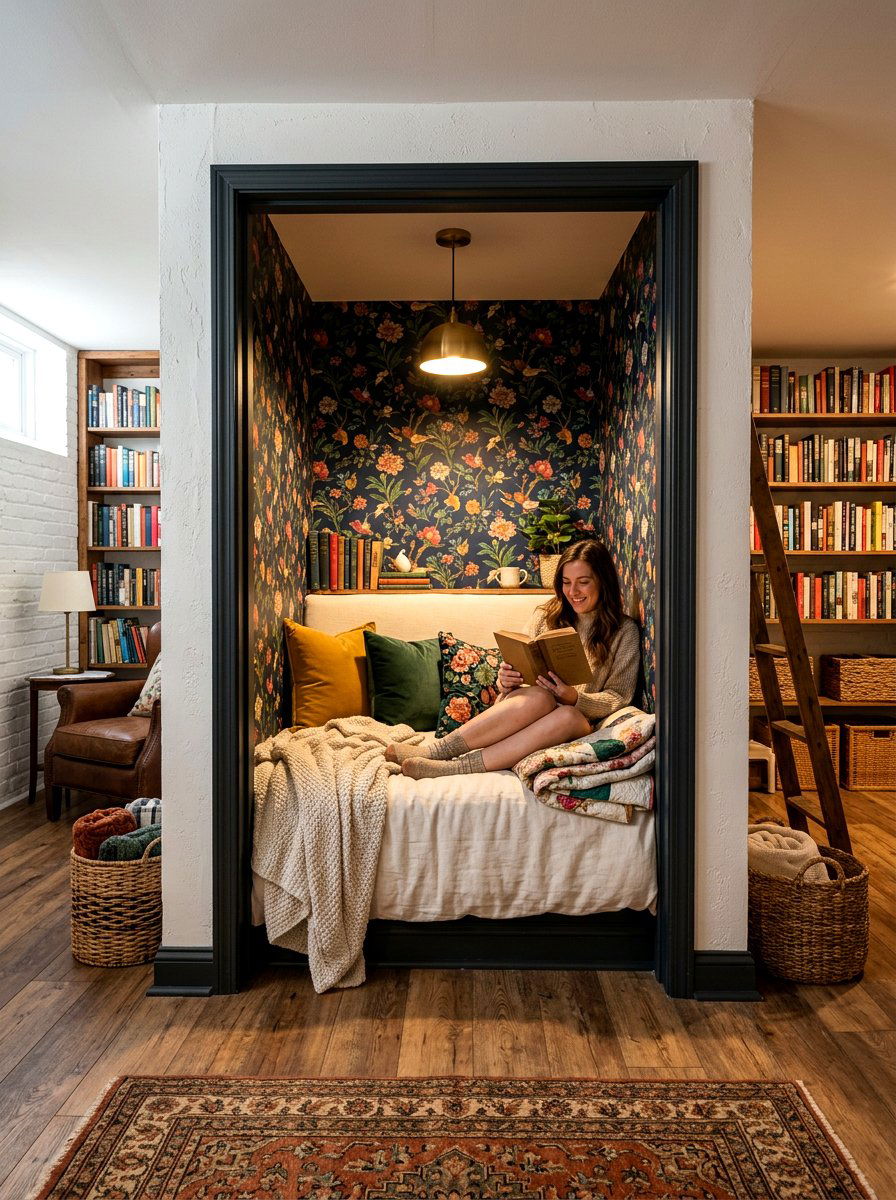 Hidden closet reading room - 30 basement reading nook ideas