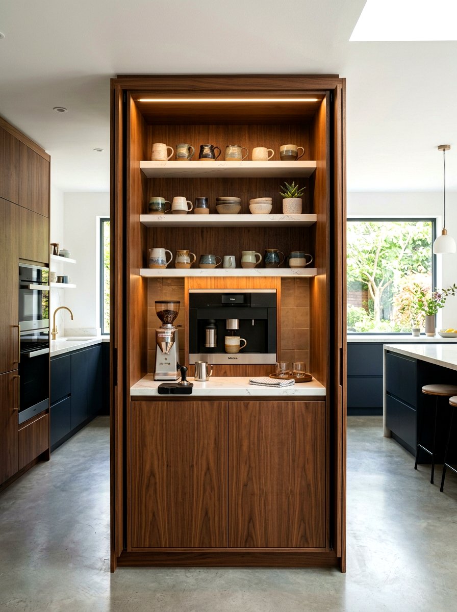 Hidden coffee bar cabinet - 30 beverage pantry ideas