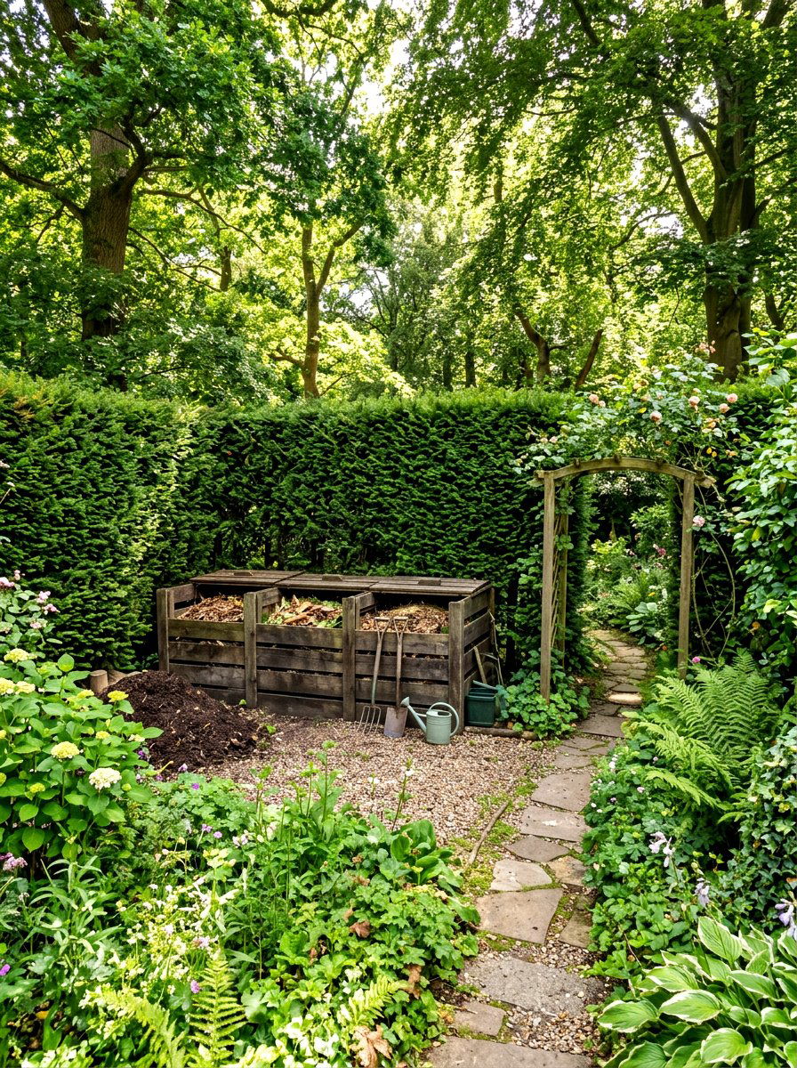 Hidden compost area - 30 compost corner garden ideas