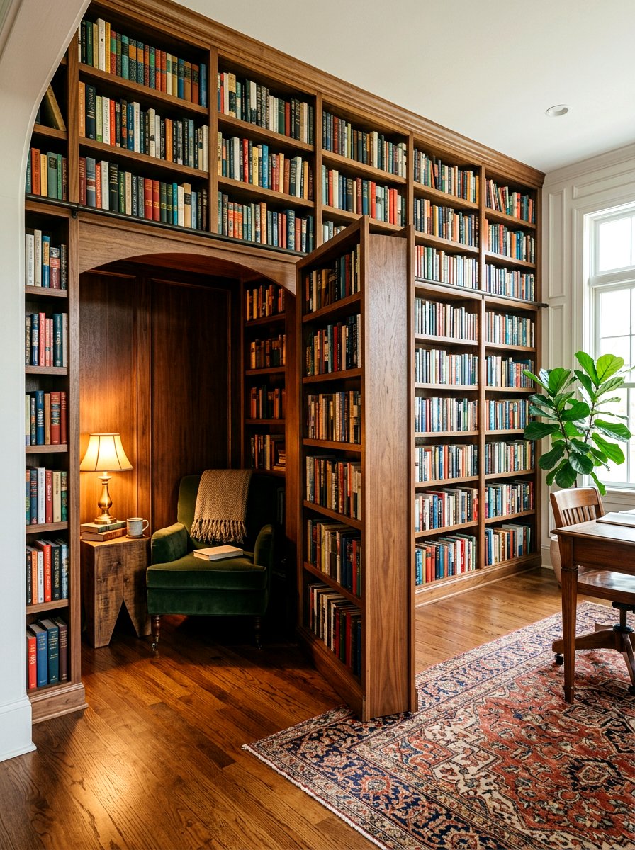 Hidden door bookshelf - 30 book nook ideas