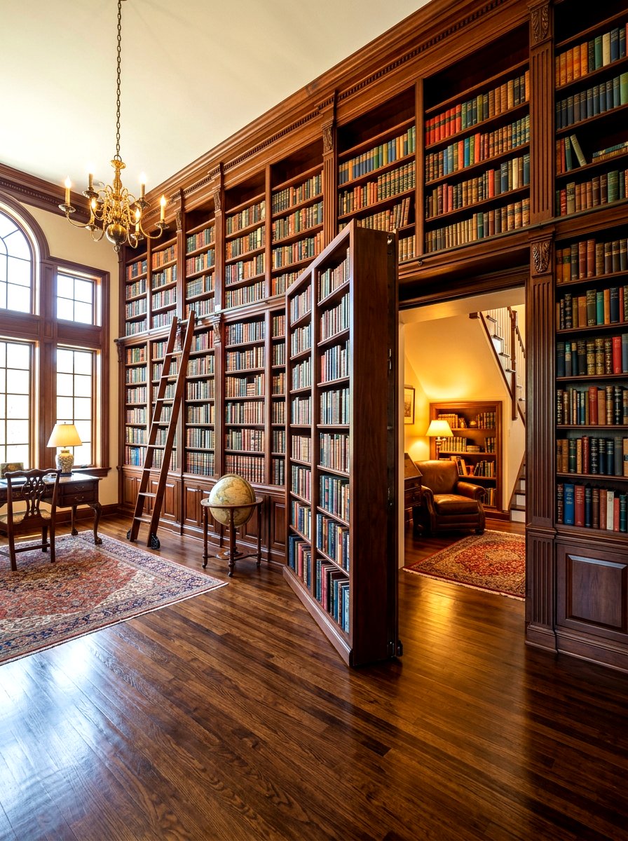 Hidden door library - 30 home library ideas