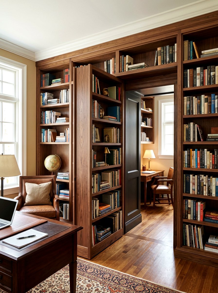 Hidden door office bookcase - 30 office bookshelf styling ideas