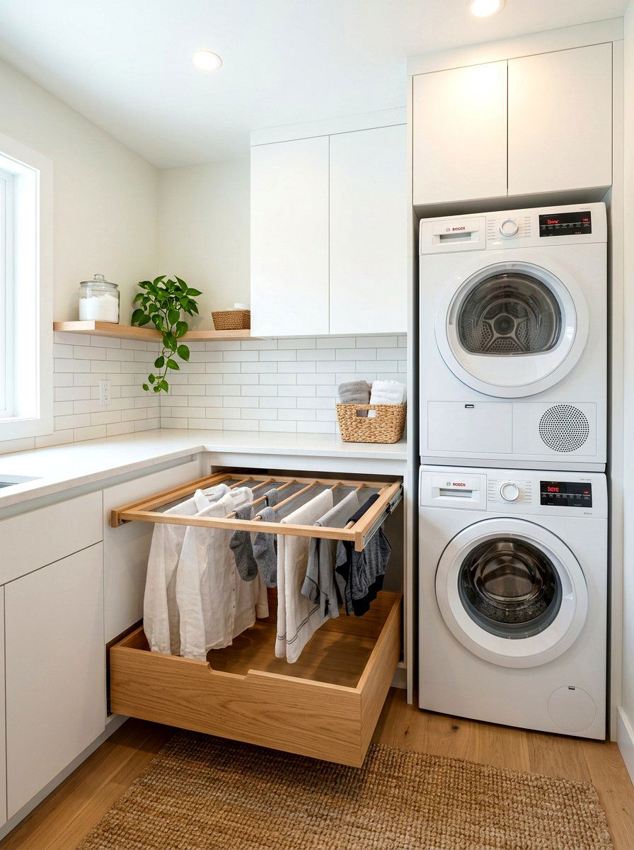 Hidden drying rack laundry - 30 mudroom laundry room ideas