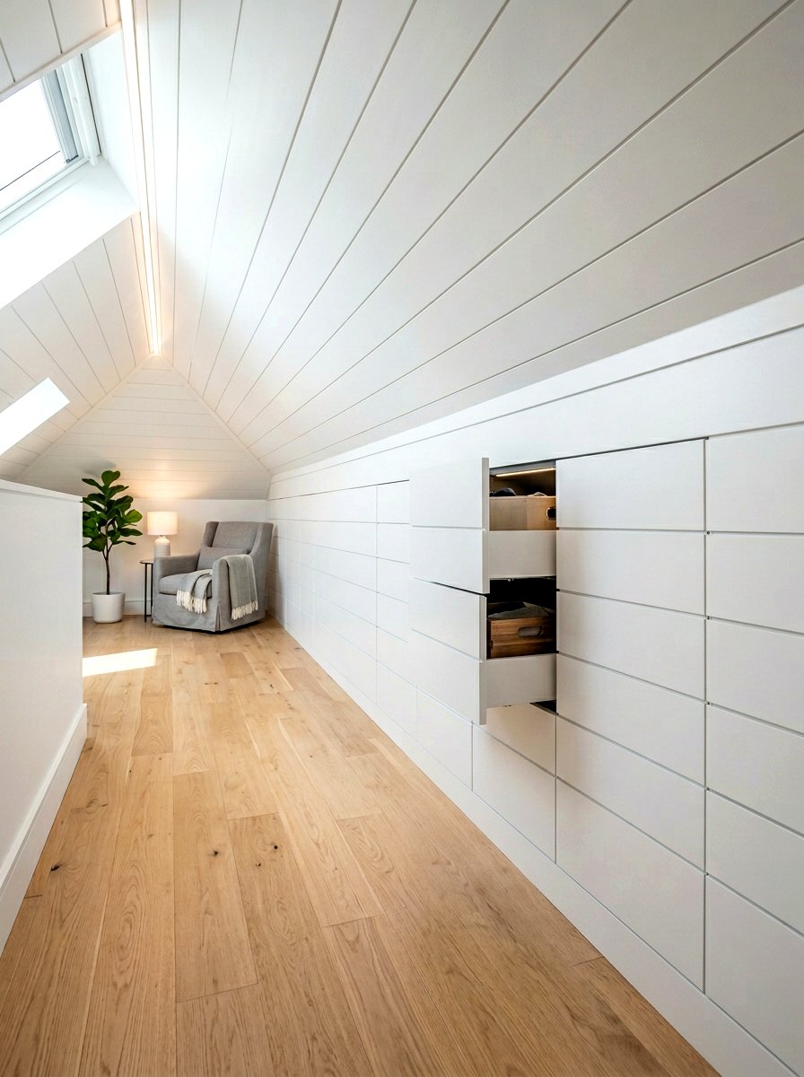 Hidden knee wall storage - 30 attic bedroom storage ideas