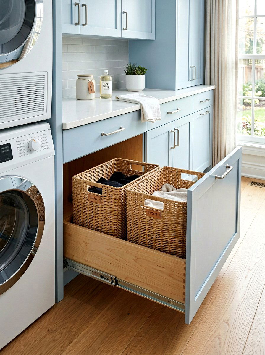 Hidden laundry basket - 30 utility room ideas
